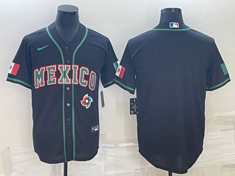 Men 2023 World Cub Mexico Blank Black Nike MLB Jersey5